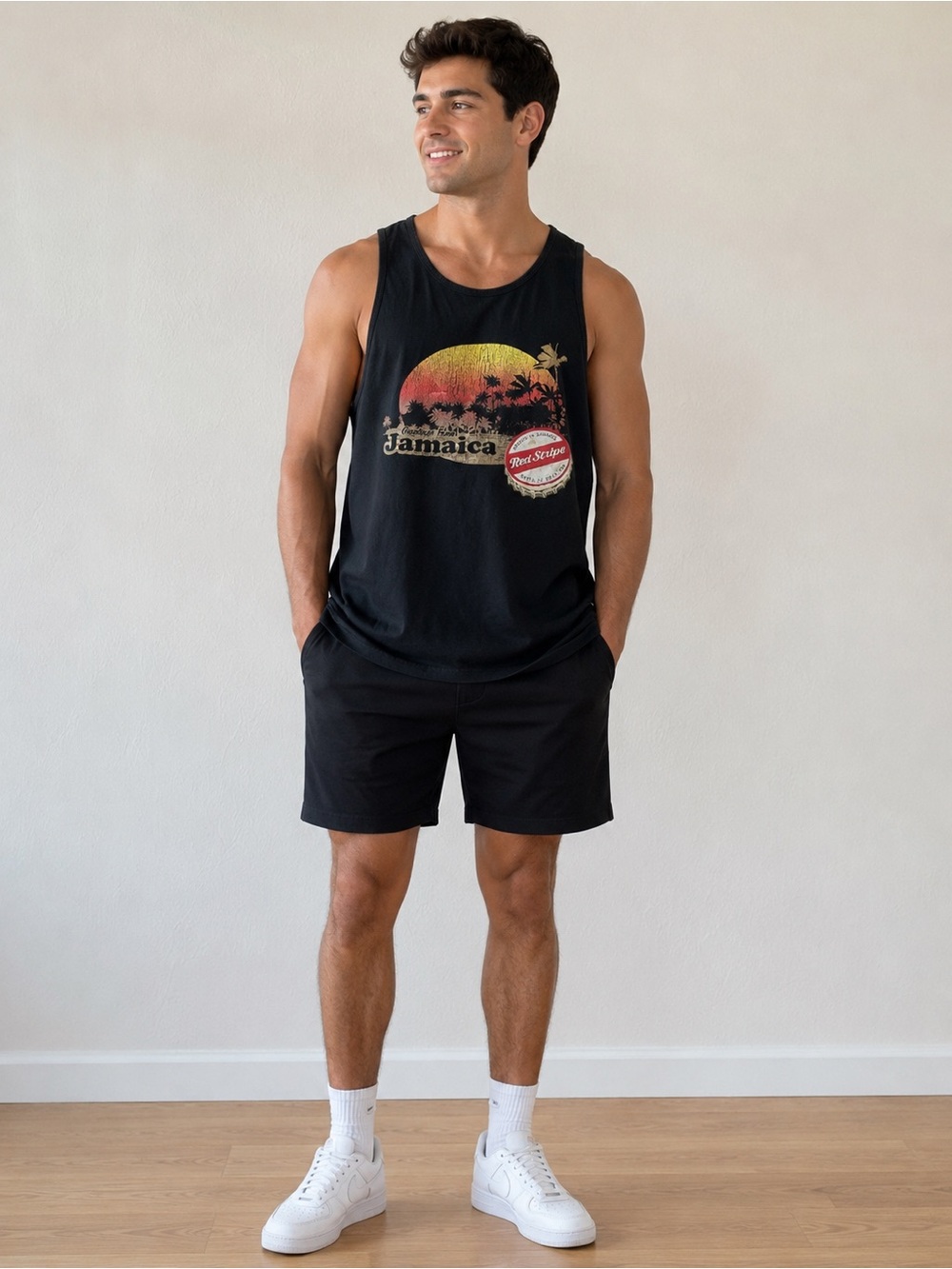 Jamaica Sunset Graphic Black Tank